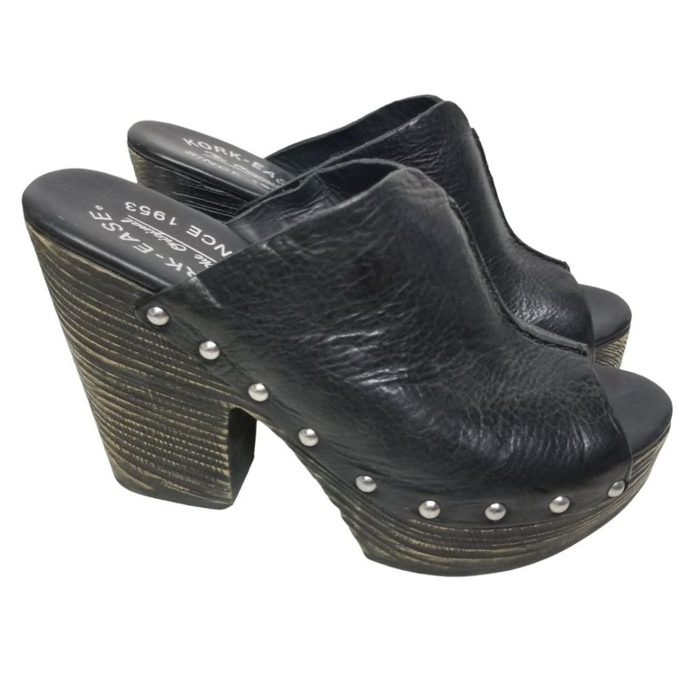 Kork Ease Womens 6 Black Full Grain Leather Studde - Picture 2 of 9